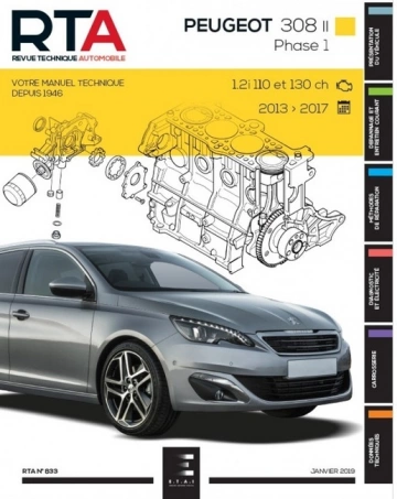 Revue technique automobile - Peugeot 308 T9 Phase 1    1.2i 110cv & 130cv (2013 -2017) [Livres]